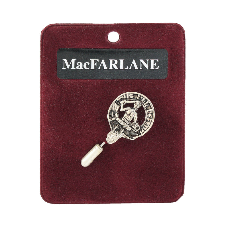 MacFarlane Clan Badge, Kilt Pin, Lapel Pin, Cufflinks, Keyring/Key Fob & Gift Set — Fine Pewter by Art Pewter — Made in Scotland (Shiny Finish) - Heritage Of Scotland - Lapel Pin