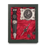 MacFie Clan Badge, Kilt Pin, Lapel Pin, Cufflinks, Keyring/Key Fob & Gift Set — Fine Pewter by Art Pewter — Made in Scotland (Shiny Finish) - Heritage Of Scotland - Gift Set