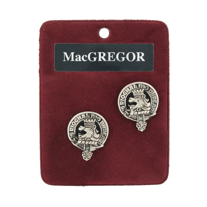 MacGregor Clan Badge, Kilt Pin, Lapel Pin, Cufflinks, Keyring/Key Fob & Gift Set — Fine Pewter by Art Pewter — Made in Scotland (Shiny Finish) - Heritage Of Scotland - Cufflinks