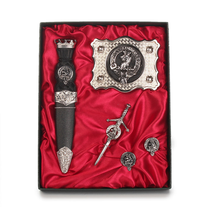 MacGregor Clan Badge, Kilt Pin, Lapel Pin, Cufflinks, Keyring/Key Fob & Gift Set — Fine Pewter by Art Pewter — Made in Scotland (Shiny Finish) - Heritage Of Scotland - Gift Set