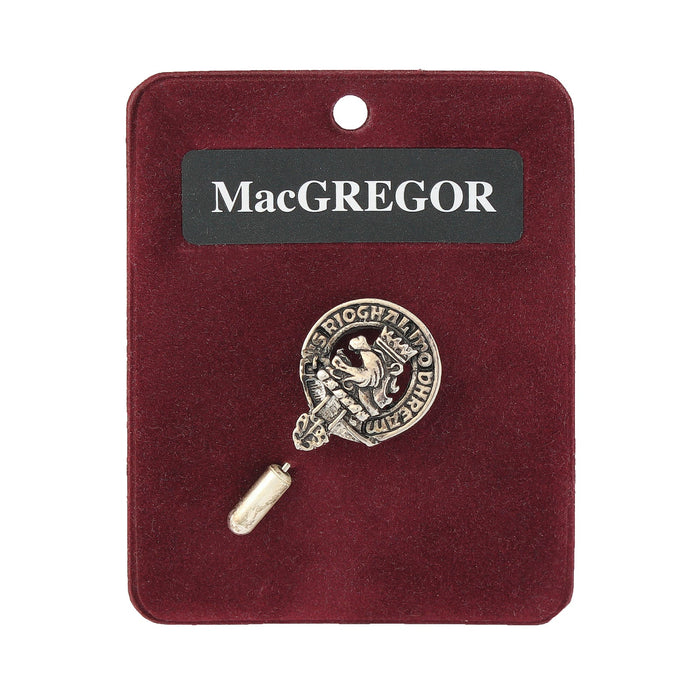 MacGregor Clan Badge, Kilt Pin, Lapel Pin, Cufflinks, Keyring/Key Fob & Gift Set — Fine Pewter by Art Pewter — Made in Scotland (Shiny Finish) - Heritage Of Scotland - Lapel Pin