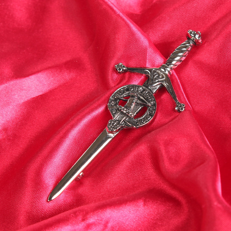MacInnes Clan Badge, Kilt Pin, Lapel Pin, Cufflinks, Keyring/Key Fob & Gift Set — Fine Pewter by Art Pewter — Made in Scotland (Shiny Finish) - Heritage Of Scotland - Badge