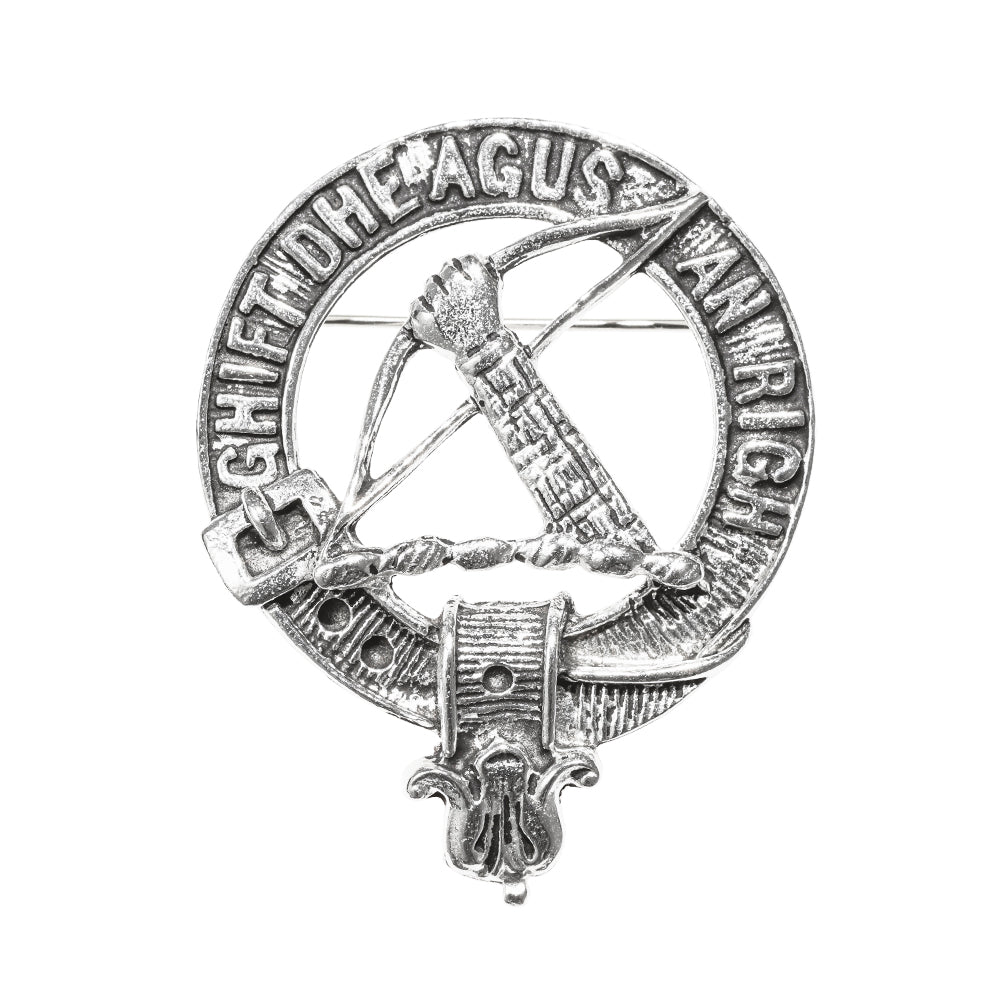 MacInnes Clan Badge, Kilt Pin, Lapel Pin, Cufflinks, Keyring/Key Fob & Gift Set — Fine Pewter by Art Pewter — Made in Scotland (Shiny Finish) - Heritage Of Scotland - Badge