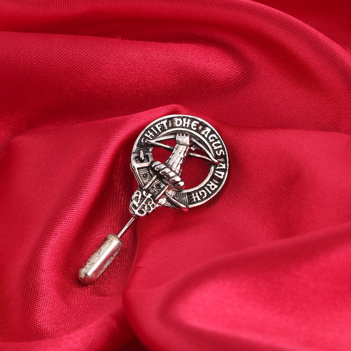MacInnes Clan Badge, Kilt Pin, Lapel Pin, Cufflinks, Keyring/Key Fob & Gift Set — Fine Pewter by Art Pewter — Made in Scotland (Shiny Finish) - Heritage Of Scotland - Badge