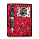 MacInnes Clan Badge, Kilt Pin, Lapel Pin, Cufflinks, Keyring/Key Fob & Gift Set — Fine Pewter by Art Pewter — Made in Scotland (Shiny Finish) - Heritage Of Scotland - Gift Set