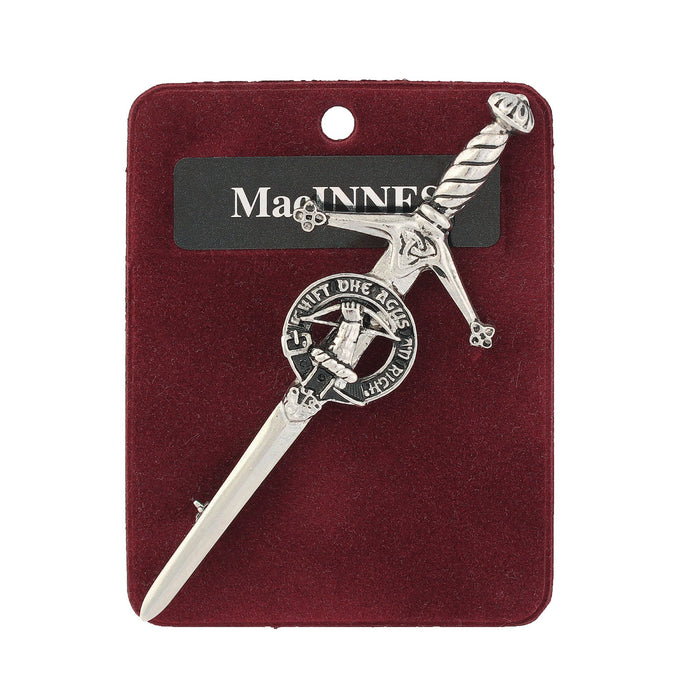 MacInnes Clan Badge, Kilt Pin, Lapel Pin, Cufflinks, Keyring/Key Fob & Gift Set — Fine Pewter by Art Pewter — Made in Scotland (Shiny Finish) - Heritage Of Scotland - Kilt Pin