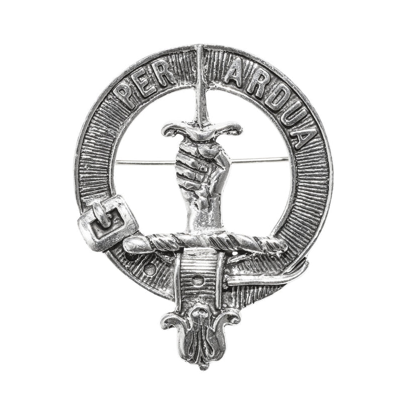 MacIntyre Clan Badge, Kilt Pin, Lapel Pin, Cufflinks, Keyring/Key Fob & Gift Set — Fine Pewter by Art Pewter — Made in Scotland (Shiny Finish) - Heritage Of Scotland - Badge