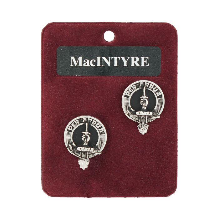 MacIntyre Clan Badge, Kilt Pin, Lapel Pin, Cufflinks, Keyring/Key Fob & Gift Set — Fine Pewter by Art Pewter — Made in Scotland (Shiny Finish) - Heritage Of Scotland - Cufflinks