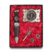 MacIntyre Clan Badge, Kilt Pin, Lapel Pin, Cufflinks, Keyring/Key Fob & Gift Set — Fine Pewter by Art Pewter — Made in Scotland (Shiny Finish) - Heritage Of Scotland - Gift Set