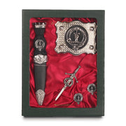 MacIntyre Clan Badge, Kilt Pin, Lapel Pin, Cufflinks, Keyring/Key Fob & Gift Set — Fine Pewter by Art Pewter — Made in Scotland (Shiny Finish) - Heritage Of Scotland - Gift Set