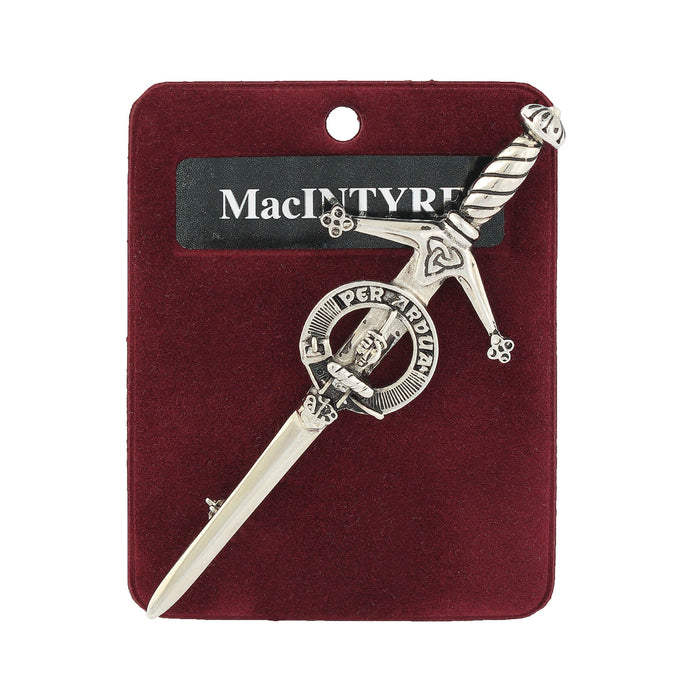 MacIntyre Clan Badge, Kilt Pin, Lapel Pin, Cufflinks, Keyring/Key Fob & Gift Set — Fine Pewter by Art Pewter — Made in Scotland (Shiny Finish) - Heritage Of Scotland - Kilt Pin