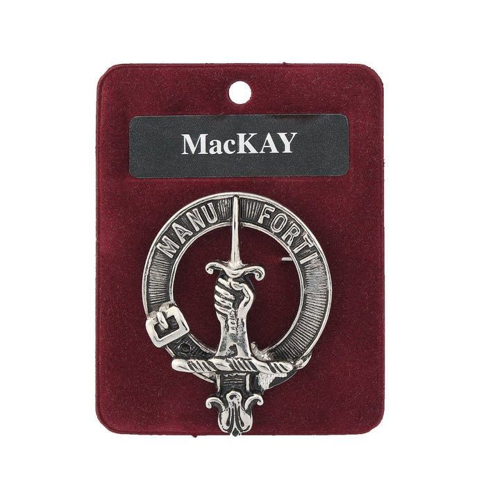 MacKay Clan Badge, Kilt Pin, Lapel Pin, Cufflinks, Keyring/Key Fob & Gift Set — Fine Pewter by Art Pewter — Made in Scotland (Shiny Finish) - Heritage Of Scotland - Badge