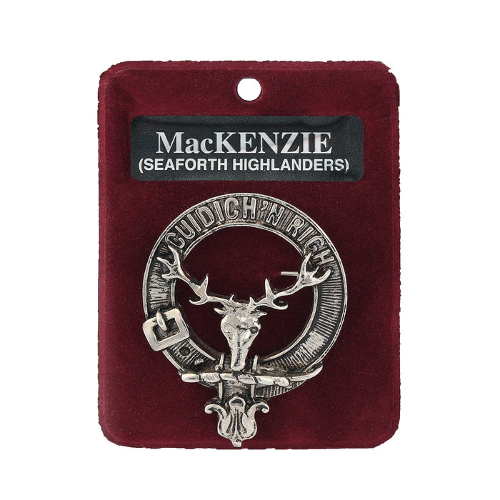 MacKenzie of Seaforth Clan Badge, Kilt Pin, Lapel Pin, Cufflinks, Keyring/Key Fob & Gift Set — Fine Pewter by Art Pewter — Made in Scotland (Shiny Finish) - Heritage Of Scotland - Badge