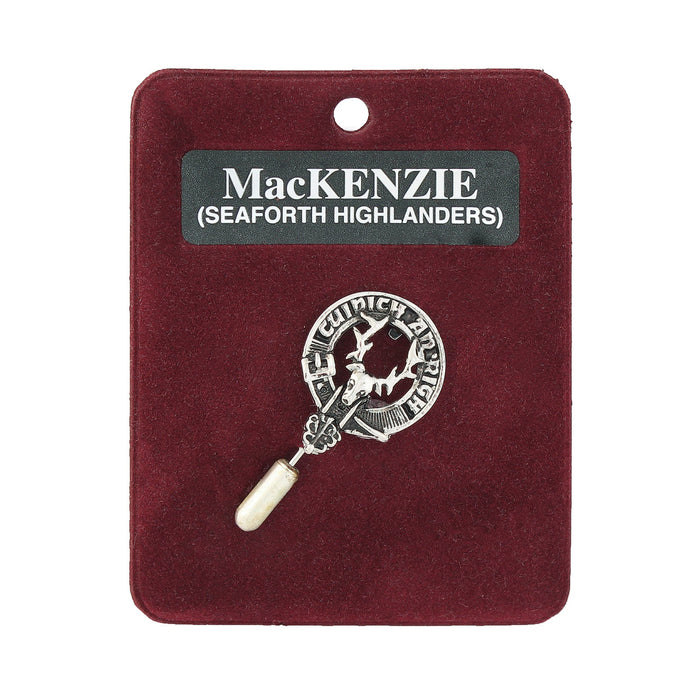 MacKenzie of Seaforth Clan Badge, Kilt Pin, Lapel Pin, Cufflinks, Keyring/Key Fob & Gift Set — Fine Pewter by Art Pewter — Made in Scotland (Shiny Finish) - Heritage Of Scotland - Lapel Pin