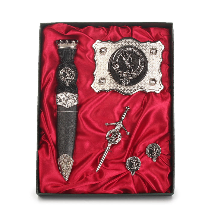 MacKintosh Clan Badge, Kilt Pin, Lapel Pin, Cufflinks, Keyring/Key Fob & Gift Set — Fine Pewter by Art Pewter — Made in Scotland (Shiny Finish) - Heritage Of Scotland - Gift Set