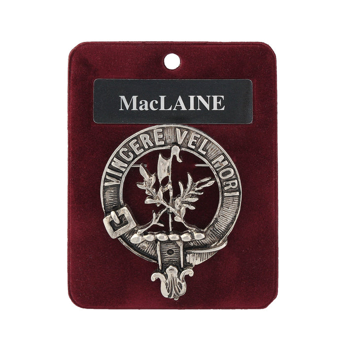 MacLaine Clan Badge, Kilt Pin, Lapel Pin, Cufflinks, Keyring/Key Fob & Gift Set — Fine Pewter by Art Pewter — Made in Scotland (Shiny Finish) - Heritage Of Scotland - Badge