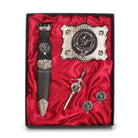 MacLaine Clan Badge, Kilt Pin, Lapel Pin, Cufflinks, Keyring/Key Fob & Gift Set — Fine Pewter by Art Pewter — Made in Scotland (Shiny Finish) - Heritage Of Scotland - Gift Set