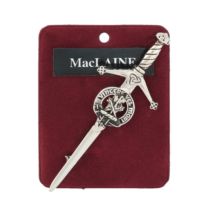MacLaine Clan Badge, Kilt Pin, Lapel Pin, Cufflinks, Keyring/Key Fob & Gift Set — Fine Pewter by Art Pewter — Made in Scotland (Shiny Finish) - Heritage Of Scotland - Kilt Pin
