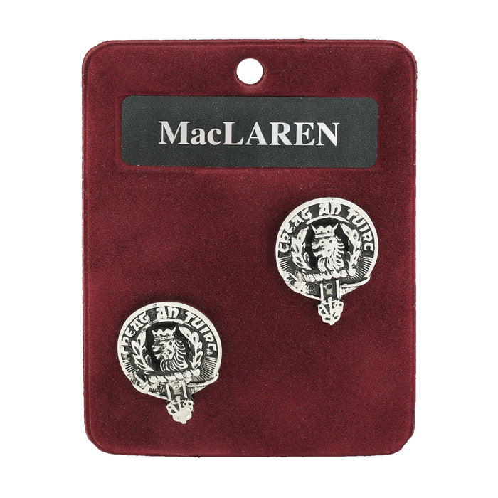 MacLaren Clan Badge, Kilt Pin, Lapel Pin, Cufflinks, Keyring/Key Fob & Gift Set — Fine Pewter by Art Pewter — Made in Scotland (Shiny Finish) - Heritage Of Scotland - Cufflinks