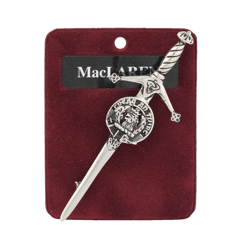 MacLaren Clan Badge, Kilt Pin, Lapel Pin, Cufflinks, Keyring/Key Fob & Gift Set — Fine Pewter by Art Pewter — Made in Scotland (Shiny Finish) - Heritage Of Scotland - Kilt Pin