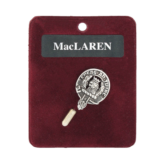 MacLaren Clan Badge, Kilt Pin, Lapel Pin, Cufflinks, Keyring/Key Fob & Gift Set — Fine Pewter by Art Pewter — Made in Scotland (Shiny Finish) - Heritage Of Scotland - Lapel Pin