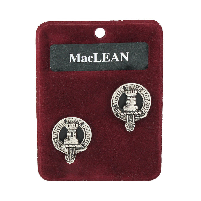 MacLean Clan Badge, Kilt Pin, Lapel Pin, Cufflinks, Keyring/Key Fob & Gift Set — Fine Pewter by Art Pewter — Made in Scotland (Shiny Finish) - Heritage Of Scotland - Cufflinks