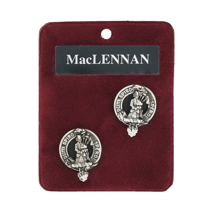 MacLennan Clan Badge, Kilt Pin, Lapel Pin, Cufflinks, Keyring/Key Fob & Gift Set — Fine Pewter by Art Pewter — Made in Scotland (Shiny Finish) - Heritage Of Scotland - Cufflinks