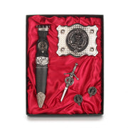 MacLennan Clan Badge, Kilt Pin, Lapel Pin, Cufflinks, Keyring/Key Fob & Gift Set — Fine Pewter by Art Pewter — Made in Scotland (Shiny Finish) - Heritage Of Scotland - Gift Set