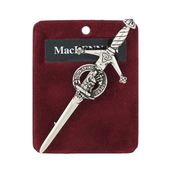MacLennan Clan Badge, Kilt Pin, Lapel Pin, Cufflinks, Keyring/Key Fob & Gift Set — Fine Pewter by Art Pewter — Made in Scotland (Shiny Finish) - Heritage Of Scotland - Kilt Pin