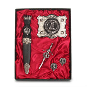 MacLeod Clan Badge, Kilt Pin, Lapel Pin, Cufflinks, Keyring/Key Fob & Gift Set — Fine Pewter by Art Pewter — Made in Scotland (Shiny Finish) - Heritage Of Scotland - Gift Set