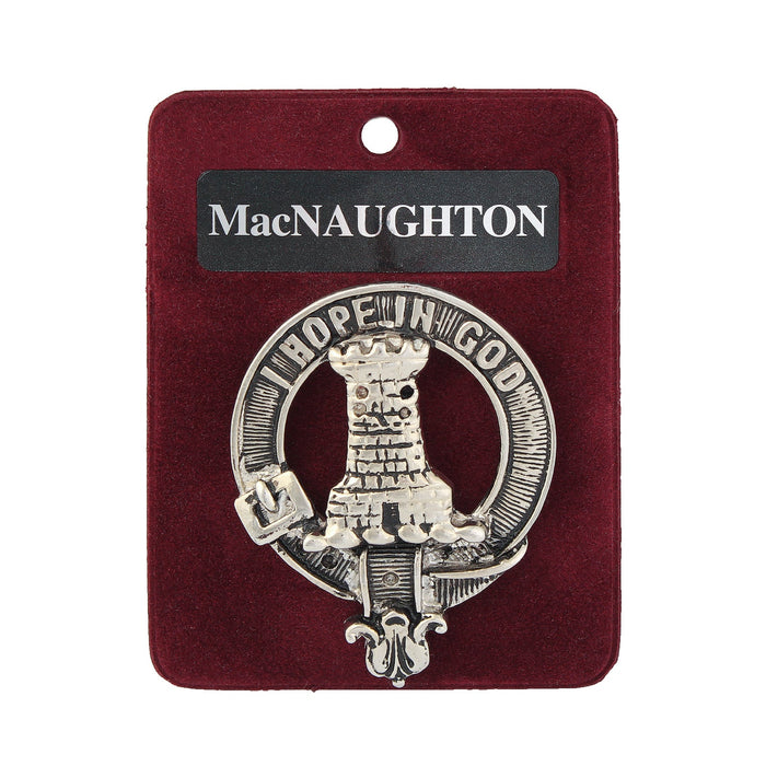 MacNaughton Clan Badge, Kilt Pin, Lapel Pin, Cufflinks, Keyring/Key Fob & Gift Set — Fine Pewter by Art Pewter — Made in Scotland (Shiny Finish) - Heritage Of Scotland - Badge
