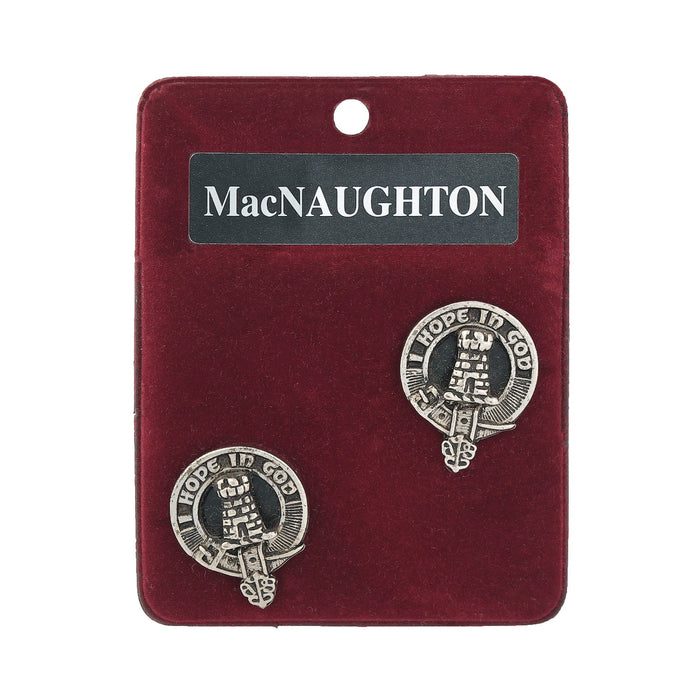 MacNaughton Clan Badge, Kilt Pin, Lapel Pin, Cufflinks, Keyring/Key Fob & Gift Set — Fine Pewter by Art Pewter — Made in Scotland (Shiny Finish) - Heritage Of Scotland - Cufflinks