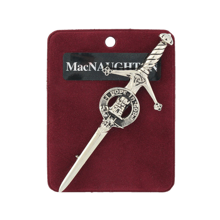 MacNaughton Clan Badge, Kilt Pin, Lapel Pin, Cufflinks, Keyring/Key Fob & Gift Set — Fine Pewter by Art Pewter — Made in Scotland (Shiny Finish) - Heritage Of Scotland - Kilt Pin