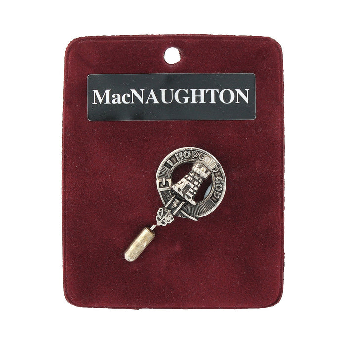 MacNaughton Clan Badge, Kilt Pin, Lapel Pin, Cufflinks, Keyring/Key Fob & Gift Set — Fine Pewter by Art Pewter — Made in Scotland (Shiny Finish) - Heritage Of Scotland - Lapel Pin