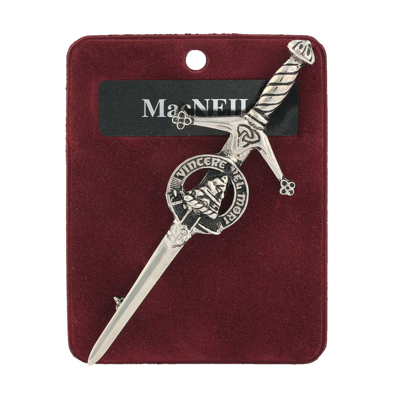MacNeil Clan Badge, Kilt Pin, Lapel Pin, Cufflinks, Keyring/Key Fob & Gift Set — Fine Pewter by Art Pewter — Made in Scotland (Shiny Finish) - Heritage Of Scotland - Kilt Pin