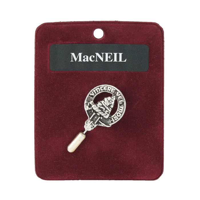 MacNeil Clan Badge, Kilt Pin, Lapel Pin, Cufflinks, Keyring/Key Fob & Gift Set — Fine Pewter by Art Pewter — Made in Scotland (Shiny Finish) - Heritage Of Scotland - Lapel Pin