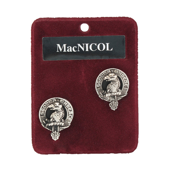 MacNicol Clan Badge, Kilt Pin, Lapel Pin, Cufflinks, Keyring/Key Fob & Gift Set — Fine Pewter by Art Pewter — Made in Scotland (Shiny Finish) - Heritage Of Scotland - Cufflinks