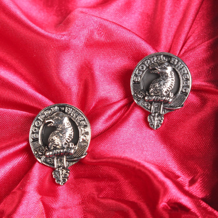 MacNicol Clan Badge, Kilt Pin, Lapel Pin, Cufflinks, Keyring/Key Fob & Gift Set — Fine Pewter by Art Pewter — Made in Scotland (Shiny Finish) - Heritage Of Scotland - Cufflinks