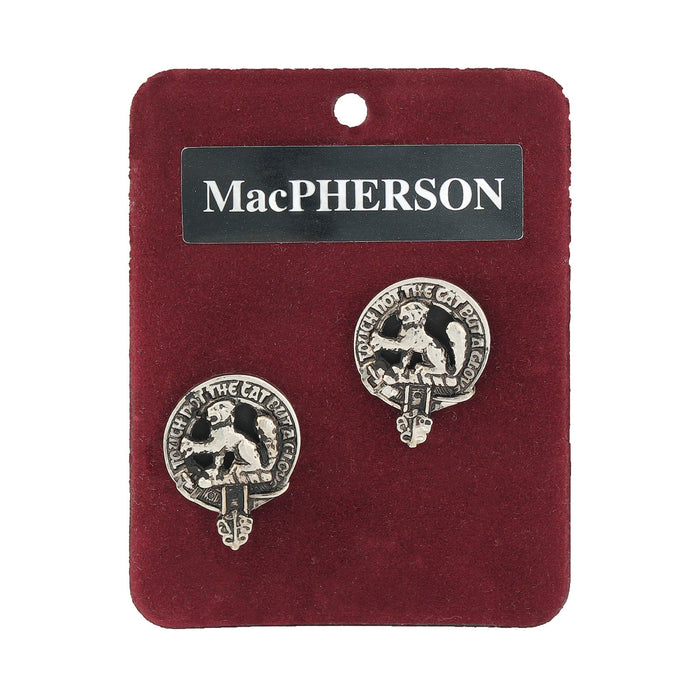 MacPherson Clan Badge, Kilt Pin, Lapel Pin, Cufflinks, Keyring/Key Fob & Gift Set — Fine Pewter by Art Pewter — Made in Scotland (Shiny Finish) - Heritage Of Scotland - Cufflinks