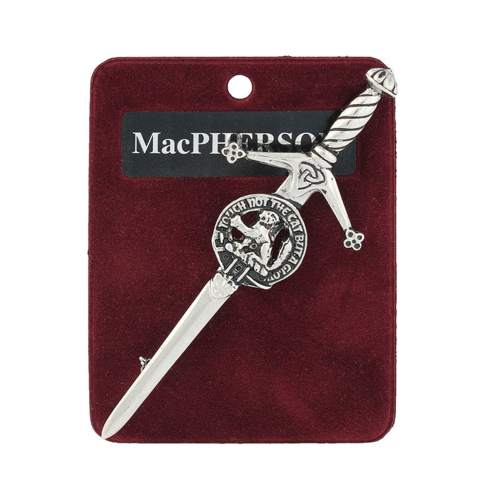 MacPherson Clan Badge, Kilt Pin, Lapel Pin, Cufflinks, Keyring/Key Fob & Gift Set — Fine Pewter by Art Pewter — Made in Scotland (Shiny Finish) - Heritage Of Scotland - Kilt Pin