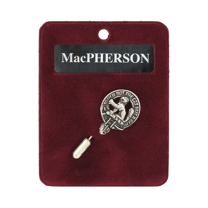MacPherson Clan Badge, Kilt Pin, Lapel Pin, Cufflinks, Keyring/Key Fob & Gift Set — Fine Pewter by Art Pewter — Made in Scotland (Shiny Finish) - Heritage Of Scotland - Lapel Pin