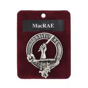 MacRae Clan Badge, Kilt Pin, Lapel Pin, Cufflinks, Keyring/Key Fob & Gift Set — Fine Pewter by Art Pewter — Made in Scotland (Shiny Finish) - Heritage Of Scotland - Badge