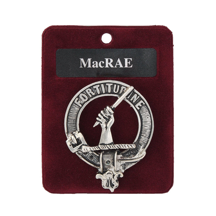 MacRae Clan Badge, Kilt Pin, Lapel Pin, Cufflinks, Keyring/Key Fob & Gift Set — Fine Pewter by Art Pewter — Made in Scotland (Shiny Finish) - Heritage Of Scotland - Badge