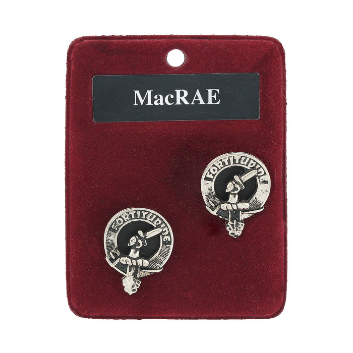 MacRae Clan Badge, Kilt Pin, Lapel Pin, Cufflinks, Keyring/Key Fob & Gift Set — Fine Pewter by Art Pewter — Made in Scotland (Shiny Finish) - Heritage Of Scotland - Cufflinks
