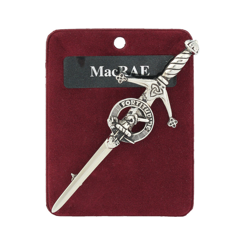 MacRae Clan Badge, Kilt Pin, Lapel Pin, Cufflinks, Keyring/Key Fob & Gift Set — Fine Pewter by Art Pewter — Made in Scotland (Shiny Finish) - Heritage Of Scotland - Kilt Pin