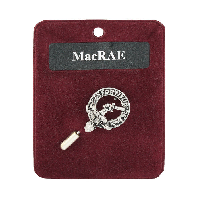 MacRae Clan Badge, Kilt Pin, Lapel Pin, Cufflinks, Keyring/Key Fob & Gift Set — Fine Pewter by Art Pewter — Made in Scotland (Shiny Finish) - Heritage Of Scotland - Lapel Pin