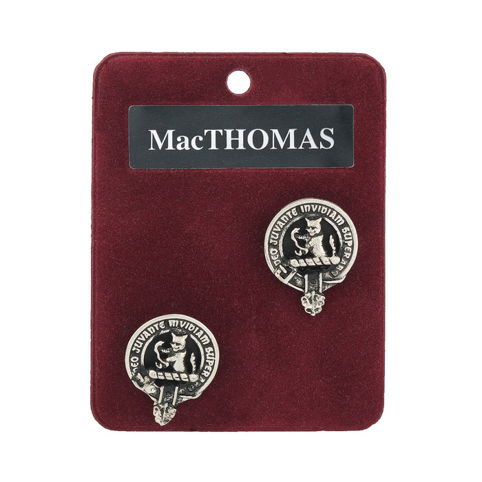 MacThomas Clan Badge, Kilt Pin, Lapel Pin, Cufflinks, Keyring/Key Fob & Gift Set — Fine Pewter by Art Pewter — Made in Scotland (Shiny Finish) - Heritage Of Scotland - Cufflinks