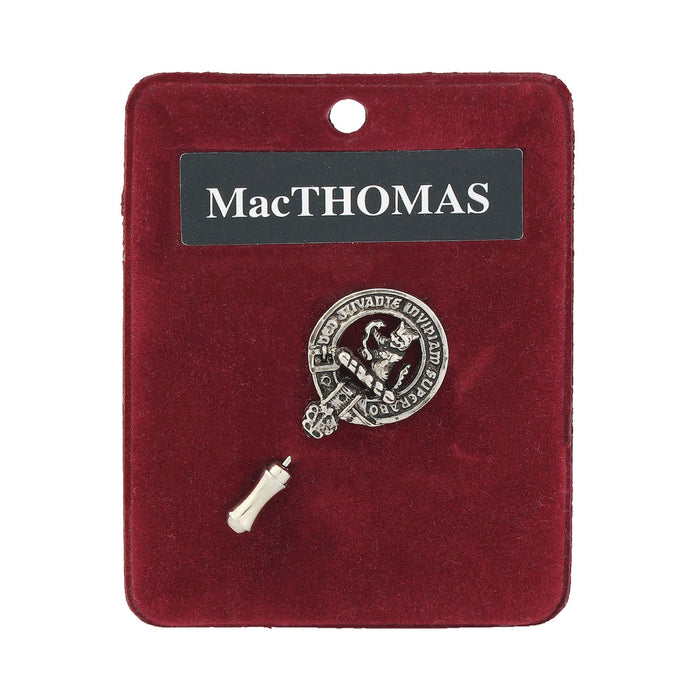 MacThomas Clan Badge, Kilt Pin, Lapel Pin, Cufflinks, Keyring/Key Fob & Gift Set — Fine Pewter by Art Pewter — Made in Scotland (Shiny Finish) - Heritage Of Scotland - Lapel Pin