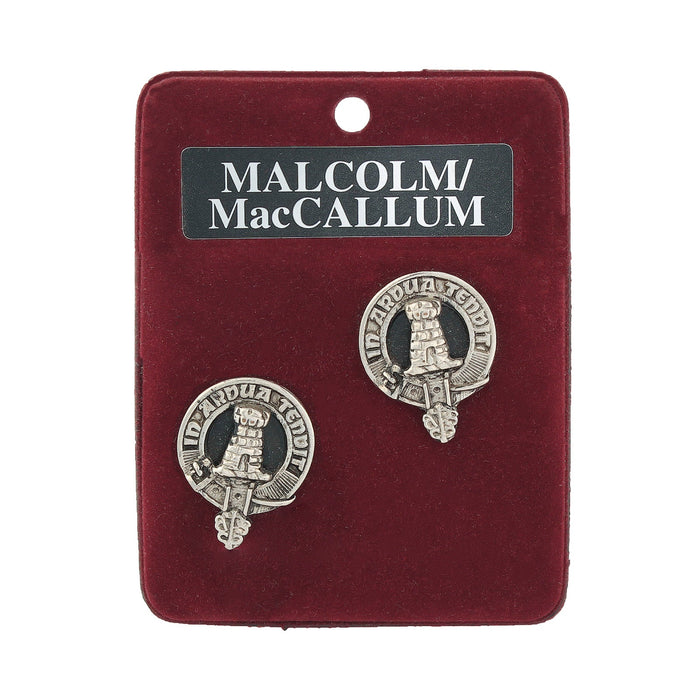 Malcolm / MacCallum Clan Badge, Kilt Pin, Lapel Pin, Cufflinks, Keyring/Key Fob & Gift Set — Fine Pewter by Art Pewter — Made in Scotland (Shiny Finish) - Heritage Of Scotland - Cufflinks