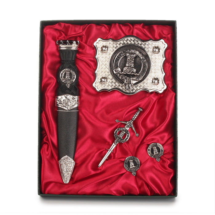 Malcolm / MacCallum Clan Badge, Kilt Pin, Lapel Pin, Cufflinks, Keyring/Key Fob & Gift Set — Fine Pewter by Art Pewter — Made in Scotland (Shiny Finish) - Heritage Of Scotland - Gift Set